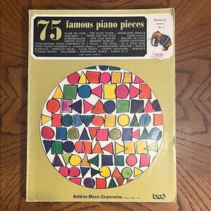 Piano Music Book | 75 Famous Piano Pieces | vintage 1967